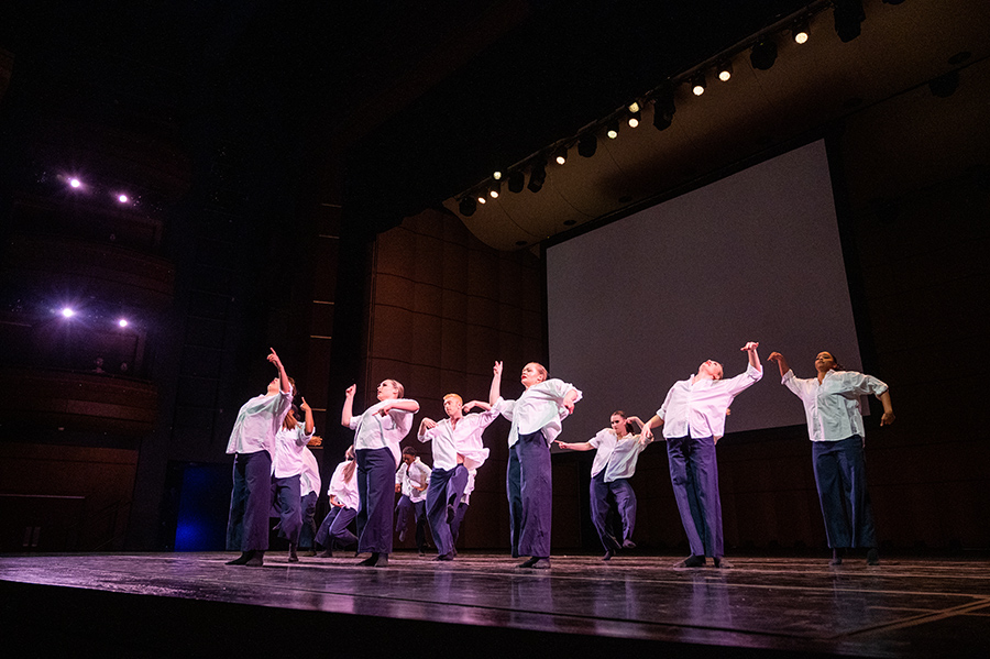 Students dancing on stage